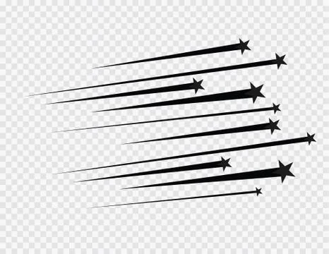 Abstract Falling Star Vector - Black Shooting Star with Elegant Star Trail on Stock Illustration