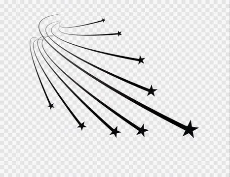 Abstract Falling Star Vector - Black Shooting Star with Elegant Star Trail on Stock Illustration