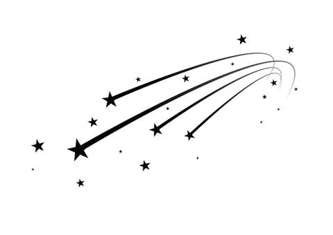 Abstract Falling Star Vector - Black Shooting Star with Elegant Star Trail on Stock Illustration