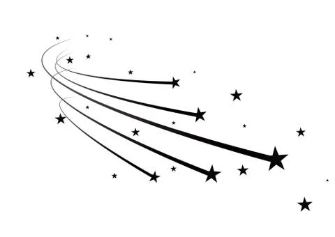 Abstract Falling Star Vector - Black Shooting Star with Elegant Star Trail on Illustrazione stock