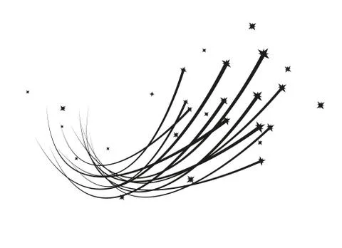 Abstract Falling Star Vector - Black Shooting Star with Elegant Star Trail on Stock Illustration
