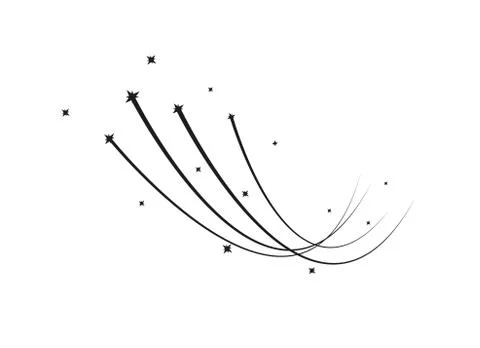 Abstract Falling Star Vector - Black Shooting Star with Elegant Star Trail on Stock Illustration