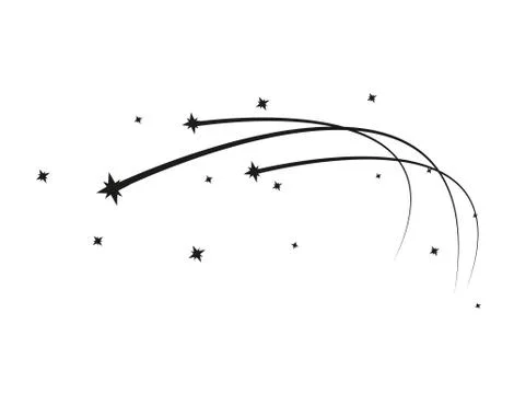 Abstract Falling Star Vector - Black Shooting Star with Elegant Star Trail on Stock Illustration