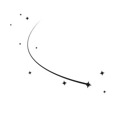 Abstract Falling Star Vector - Black Shooting Star with Elegant Star Trail on Stock Illustration