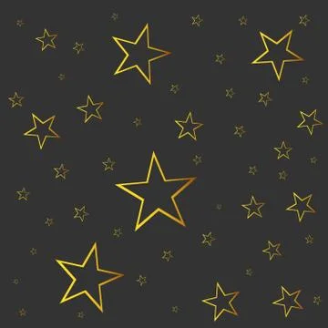 Abstract falling star vector. Illustration with golden christmas stars on bla Stock Illustration