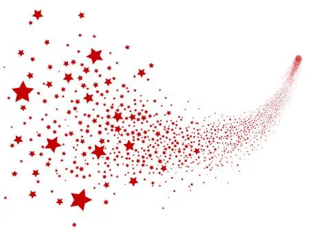 Abstract Falling Star Vector - Red Shooting Star with Elegant Star Trail on W Illustrazione stock