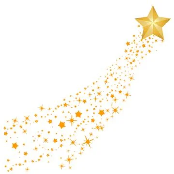 Abstract Falling Star Vector - Yellow Shooting Star with Elegant Star Trail o Stock Illustration
