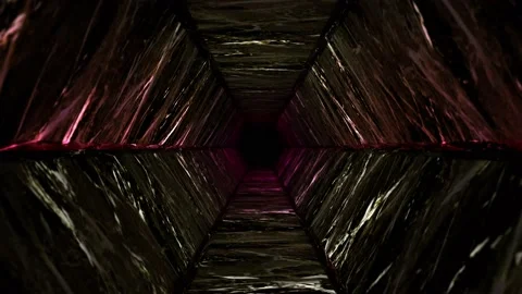 Abstract fantasy background 3D dark stone tunnel or corridor glowing walls Video stock 155978433