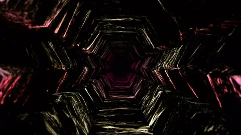 Abstract fantasy background 3D dark stone cave or wormhole glowing walls Stock-Footage 156404719