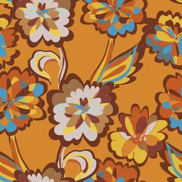 Abstract fantasy psychedelic flowers vector seamless pattern wallpaper backgr Stock-Illustration