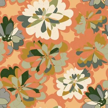 Abstract fantasy psychedelic flowers vector seamless pattern wallpaper backgr Illustrazione stock