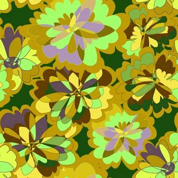Abstract fantasy psychedelic flowers vector seamless pattern wallpaper backgr Illustrazione stock