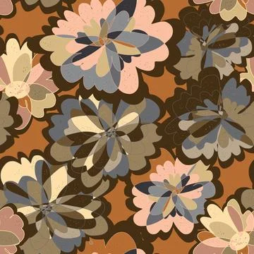 Abstract fantasy psychedelic flowers vector seamless pattern wallpaper backgr Illustrazione stock