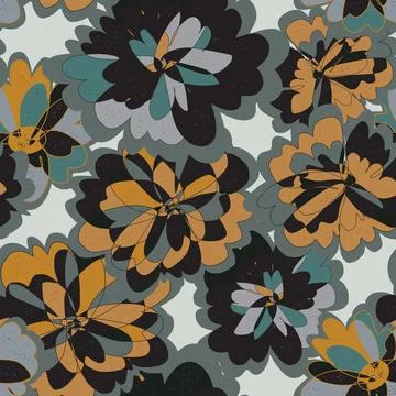 Abstract fantasy psychedelic flowers vector seamless pattern wallpaper backgr Stock-Illustration