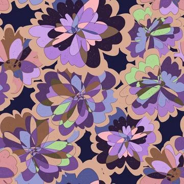 Abstract fantasy psychedelic flowers vector seamless pattern wallpaper backgr 스톡 일러스트