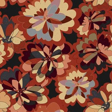 Abstract fantasy psychedelic flowers vector seamless pattern wallpaper backgr 스톡 일러스트