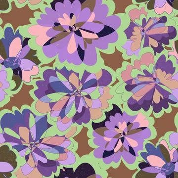 Abstract fantasy psychedelic flowers vector seamless pattern wallpaper backgr Stock-Illustration