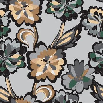 Abstract fantasy psychedelic flowers vector seamless pattern wallpaper backgr 스톡 일러스트