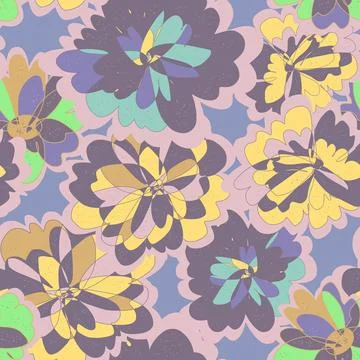 Abstract fantasy psychedelic flowers vector seamless pattern wallpaper backgr Illustrazione stock