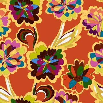 Abstract fantasy psychedelic flowers vector seamless pattern wallpaper backgr 스톡 일러스트