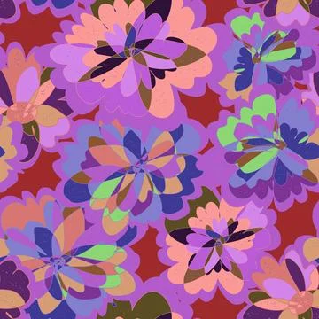 Abstract fantasy psychedelic flowers vector seamless pattern wallpaper backgr 스톡 일러스트
