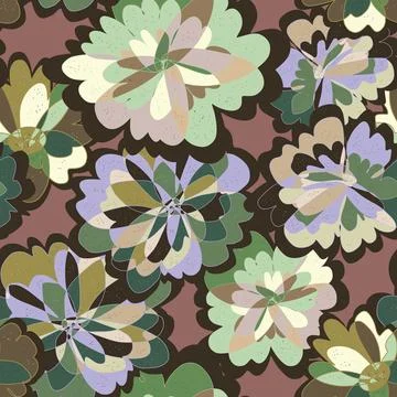 Abstract fantasy psychedelic flowers vector seamless pattern wallpaper backgr Stock Illustration