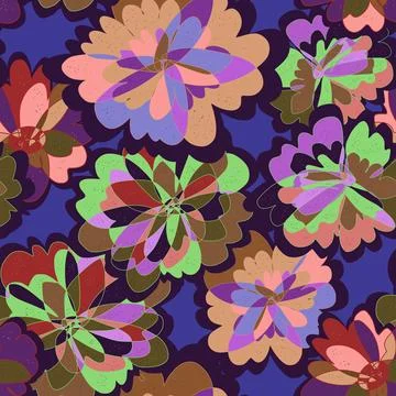 Abstract fantasy psychedelic flowers vector seamless pattern wallpaper backgr Stock Illustration