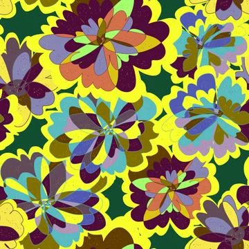 Abstract fantasy psychedelic flowers vector seamless pattern wallpaper backgr Stock Illustration