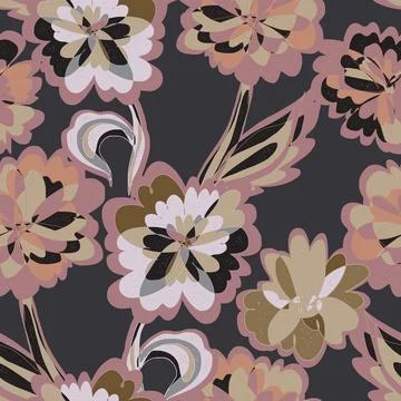Abstract fantasy psychedelic flowers vector seamless pattern wallpaper backgr 스톡 일러스트