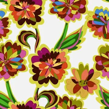 Abstract fantasy psychedelic flowers vector seamless pattern wallpaper backgr 스톡 일러스트