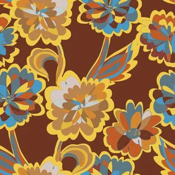 Abstract fantasy psychedelic flowers vector seamless pattern wallpaper backgr 스톡 일러스트
