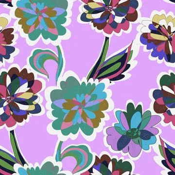 Abstract fantasy psychedelic flowers vector seamless pattern wallpaper backgr 스톡 일러스트