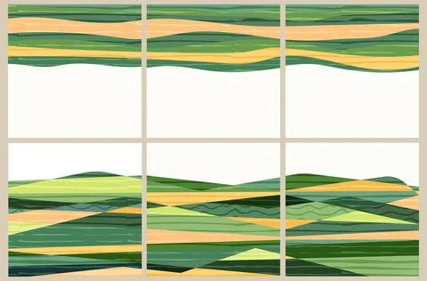 Abstract farm field collage background. Agro land backdrop, farmland landscape Stock Illustration