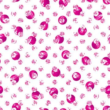 Abstract fashion grunge polka dots background. White seamless pattern with pink Stock Illustration