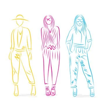 Abstract fashion model on stylish pose with blank brush stroke design vector Stock Illustration