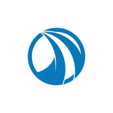 Abstract fast blue waves circle geometric logo Stock Illustration