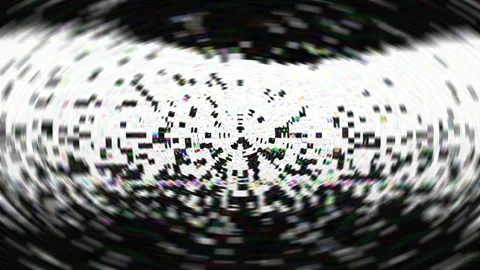 Abstract Fast Speed Zoom through Digital Pixel Static and Noise Vídeo Stock 336776075