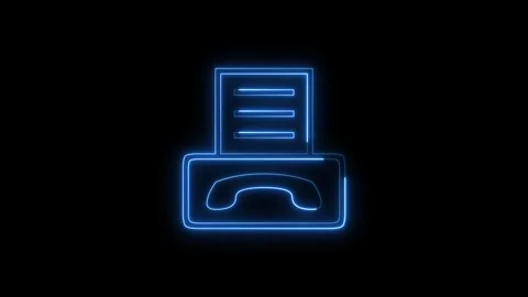 Abstract fax icon in neon light style, motion graphic on black background. Vidéo 337330504