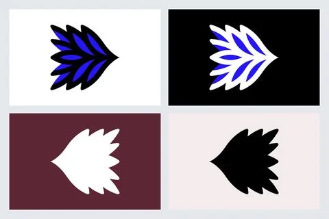 Abstract Feather Leaf Vector Icon Set Stock Illustration