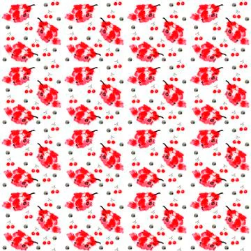 Abstract feather pattern. hand drawn patterns with red feathers, watercolor clip Stock Illustration