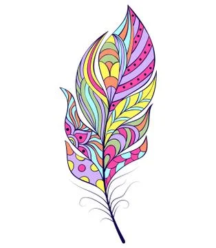 Abstract feather on white background Stock Illustration