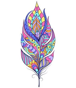 Abstract feather on white background Stock Illustration