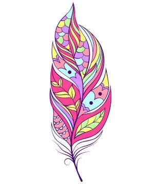 Abstract feather on white background Stock Illustration