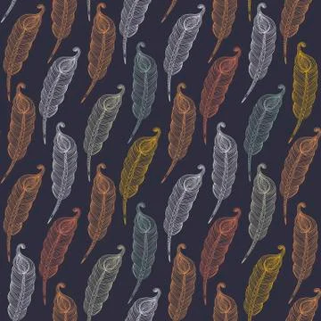 Abstract feathers on a dark background Stock Illustration