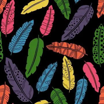 Abstract feathers seamless pattern for wrapping paper and fabrics and linens Stock Illustration