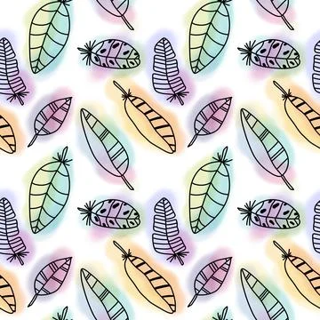 Abstract feathers seamless pattern for wrapping paper and fabrics and linens Stock Illustration