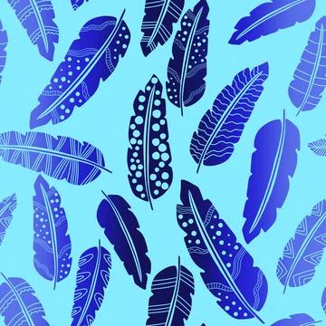 Abstract feathers seamless pattern for wrapping paper and fabrics and linens Stock Illustration