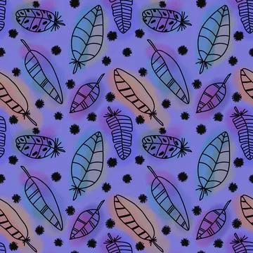 Abstract feathers seamless pattern for wrapping paper and fabrics and linens Stock Illustration