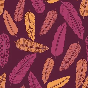 Abstract feathers seamless pattern for wrapping paper and fabrics and linens Stock Illustration