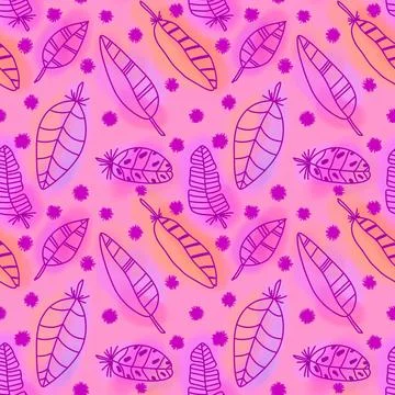 Abstract feathers seamless pattern for wrapping paper and fabrics and linens Stock Illustration